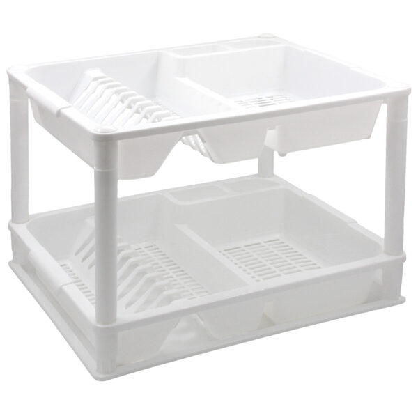 Πιατοθήκη πλαστική διώροφη 45Χ37Χ33 εκ. Λευκή - KESKOR 42670-1
