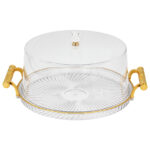 Τουρτιέρα - πιατέλα πλαστική με καπάκι 36Χ30Χ14 εκ. με χρυσό - KESKOR 42672