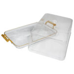 Τουρτιέρα - πιατέλα πλαστική με καπάκι 50Χ30Χ15 εκ. με χρυσό - KESKOR 42675 - Image 4