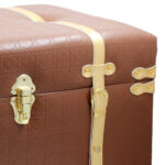 Μπαούλο αποθήκευσης ξύλινο 58Χ35Χ35 εκ. με επένδυση PU καφέ και χρυσές λεπτομέρειες - KESKOR 25203-2 - Image 2