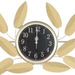 Ρολόι τοίχου μεταλλικό 115Χ43 εκ. Χρυσό με φύλλα - KESKOR 94301 - Image 2