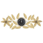 Ρολόι τοίχου μεταλλικό 115Χ43 εκ. Χρυσό με φύλλα - KESKOR 94301