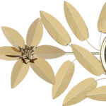 Ρολόι τοίχου μεταλλικό 115Χ43 εκ. Χρυσό με φύλλα - KESKOR 94301 - Image 3