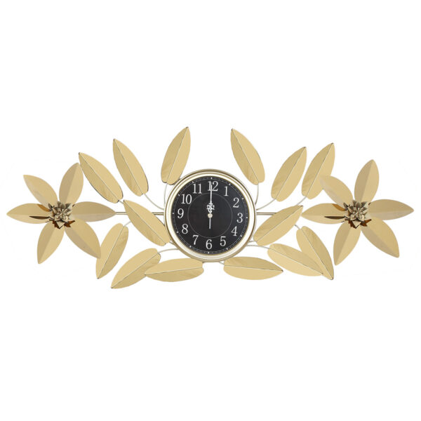 Ρολόι τοίχου μεταλλικό 115Χ43 εκ. Χρυσό με φύλλα - KESKOR 94301