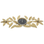 Ρολόι τοίχου μεταλλικό 115Χ43 εκ. Χρυσό με φύλλα - KESKOR 94301 - Image 4