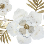 Πίνακας τοίχου μεταλλικός 130Χ72 εκ. Λευκός Χρυσός με λουλούδια και φύλλα - KESKOR 46003 - Image 2