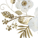 Πίνακας τοίχου μεταλλικός 130Χ72 εκ. Λευκός Χρυσός με λουλούδια και φύλλα - KESKOR 46003 - Image 3