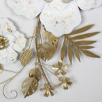 Πίνακας τοίχου μεταλλικός 130Χ72 εκ. Λευκός Χρυσός με λουλούδια και φύλλα - KESKOR 46003 - Image 6