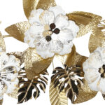 Πίνακας τοίχου μεταλλικός 131Χ63 εκ. Λευκός Χρυσός με λουλούδια και φύλλα - KESKOR 46004 - Image 2