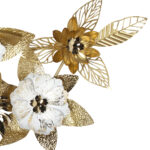 Πίνακας τοίχου μεταλλικός 131Χ63 εκ. Λευκός Χρυσός με λουλούδια και φύλλα - KESKOR 46004 - Image 3