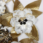 Πίνακας τοίχου μεταλλικός 131Χ63 εκ. Λευκός Χρυσός με λουλούδια και φύλλα - KESKOR 46004 - Image 4