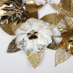 Πίνακας τοίχου μεταλλικός 131Χ63 εκ. Λευκός Χρυσός με λουλούδια και φύλλα - KESKOR 46004 - Image 5