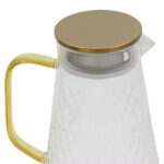 Κανάτα γυάλινη 1500 ml 16Χ12,5Χ21,5 εκ. Διάφανη με ΙΝΟΧ Χρυσό καπάκι - KESKOR 54373 - Image 2