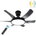 Ανεμιστήρας οροφής με 6 πτερύγια Φ76Χ27 εκ. 60 Watt με φωτισμό LED και controller Μαύρο - KESKOR 653370