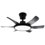 Ανεμιστήρας οροφής με 6 πτερύγια Φ76Χ27 εκ. 60 Watt με φωτισμό LED και controller Μαύρο - KESKOR 653370 - Image 3