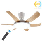 Ανεμιστήρας οροφής με 6 πτερύγια σε χρώμα Ξύλου Φ76Χ27 εκ. 60 Watt με φωτισμό LED και controller Λευκό - KESKOR 653371