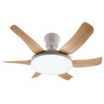 Ανεμιστήρας οροφής με 6 πτερύγια σε χρώμα Ξύλου Φ76Χ27 εκ. 60 Watt με φωτισμό LED και controller Λευκό - KESKOR 653371 - Image 4