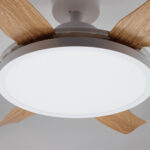 Ανεμιστήρας οροφής με 6 πτερύγια σε χρώμα Ξύλου Φ76Χ27 εκ. 60 Watt με φωτισμό LED και controller Λευκό - KESKOR 653371 - Image 5