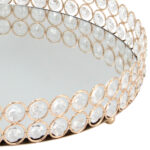 Διακοσμητικό - Δίσκος μεταλλικός στρογγυλός Φ30Χ5,8 εκ. Χρυσός με κρύσταλλα και καθρέπτη - KESKOR 52010-2 - Image 3