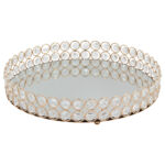 Διακοσμητικό - Δίσκος μεταλλικός στρογγυλός Φ30Χ5,8 εκ. Χρυσός με κρύσταλλα και καθρέπτη - KESKOR 52010-2