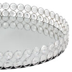 Διακοσμητικό - Δίσκος μεταλλικός στρογγυλός Φ35Χ5,8 εκ. Ασημί με κρύσταλλα και καθρέπτη - KESKOR 52008-1 - Image 2