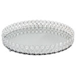 Διακοσμητικό - Δίσκος μεταλλικός στρογγυλός Φ35Χ5,8 εκ. Ασημί με κρύσταλλα και καθρέπτη - KESKOR 52008-1