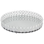 Διακοσμητικό - Δίσκος μεταλλικός στρογγυλός Φ30Χ5,8 εκ. Ασημί με κρύσταλλα και καθρέπτη - KESKOR 52008-2