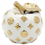 Διακοσμητικό κεραμικό Μήλο Φ12Χ12 εκ. Λευκό Χρυσό - KESKOR 78753