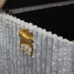 Μπαούλο - Σκαμπό ξύλινο 70Χ40Χ50 εκ. Βελουτέ - Γούνα Γκρι-Καφέ - KESKOR 52204-1 - Image 4