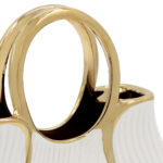 Ανθοδοχείο - Διακοσμητικό κεραμικό 24Χ10Χ25 εκ. Τσάντα Λευκό Χρυσό - KESKOR 63049 - Image 2