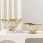 Κουπ διακοσμητικό κεραμικό 27Χ18Χ14 εκ. Λευκό Χρυσό - KESKOR 63053 - Image 2