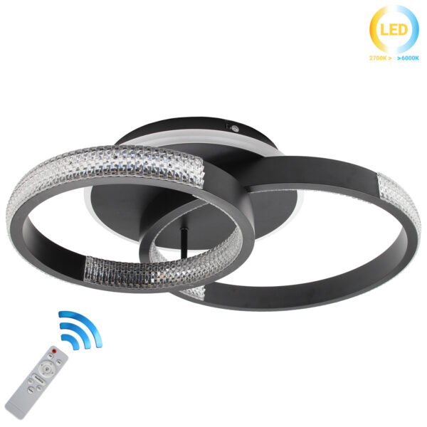 Φωτιστικό οροφής LED 60Χ40Χ15 εκ. 120W Μαύρο με controller - KESKOR 868474