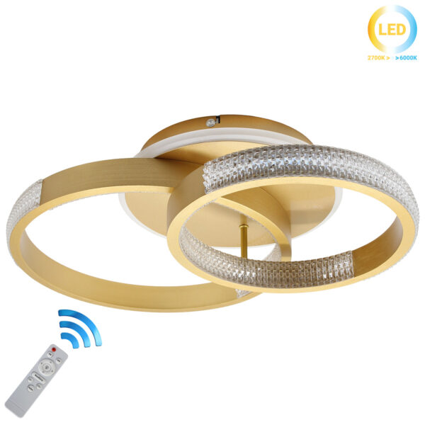 Φωτιστικό οροφής LED 60Χ40Χ15 εκ. 120W Χρυσό με controller - KESKOR 868473