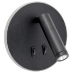 Απλίκα τοίχου - Σποτ LED 7W 15Χ9Χ15 εκ. Μαύρο με διπλό διακόπτη - KESKOR 472711