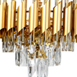 Φωτιστικό κρεμαστό μεταλλικό 5 Χ Ε14 Φ38Χ29 εκ. Χρυσό με κρύσταλλα - KESKOR 278604 - Image 4