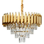 Φωτιστικό κρεμαστό μεταλλικό 8 Χ Ε14 Φ48Χ44 εκ. Χρυσό με κρύσταλλα - KESKOR 278605 - Image 2