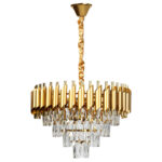 Φωτιστικό κρεμαστό μεταλλικό 8 Χ Ε14 Φ48Χ44 εκ. Χρυσό με κρύσταλλα - KESKOR 278605