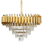 Φωτιστικό κρεμαστό μεταλλικό 10 Χ Ε14 Φ58Χ40 εκ. Χρυσό με κρύσταλλα - KESKOR 278606 - Image 2