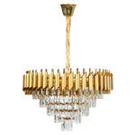 Φωτιστικό κρεμαστό μεταλλικό 10 Χ Ε14 Φ58Χ40 εκ. Χρυσό με κρύσταλλα - KESKOR 278606
