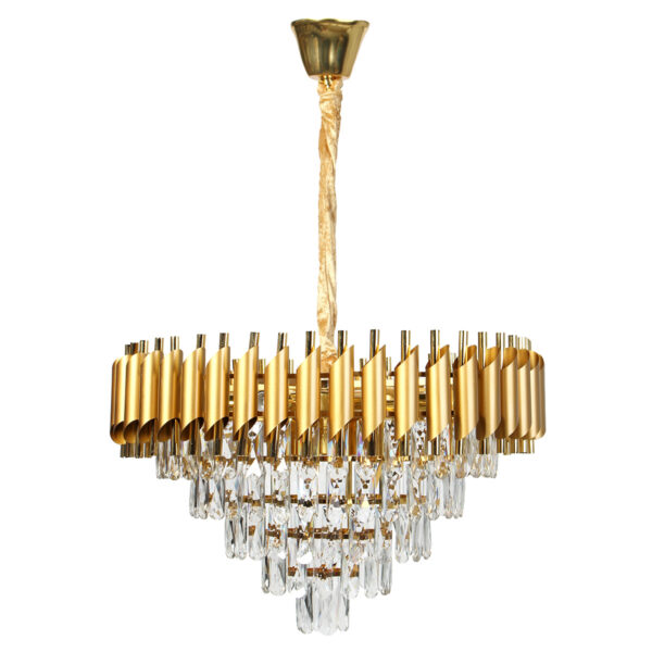 Φωτιστικό κρεμαστό μεταλλικό 10 Χ Ε14 Φ58Χ40 εκ. Χρυσό με κρύσταλλα - KESKOR 278606