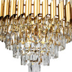 Φωτιστικό κρεμαστό μεταλλικό 10 Χ Ε14 Φ58Χ40 εκ. Χρυσό με κρύσταλλα - KESKOR 278606 - Image 4