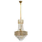 Φωτιστικό κρεμαστό μεταλλικό 6 Χ Ε14 Φ39Χ63 εκ. Χρυσό με κρύσταλλα - KESKOR 160900