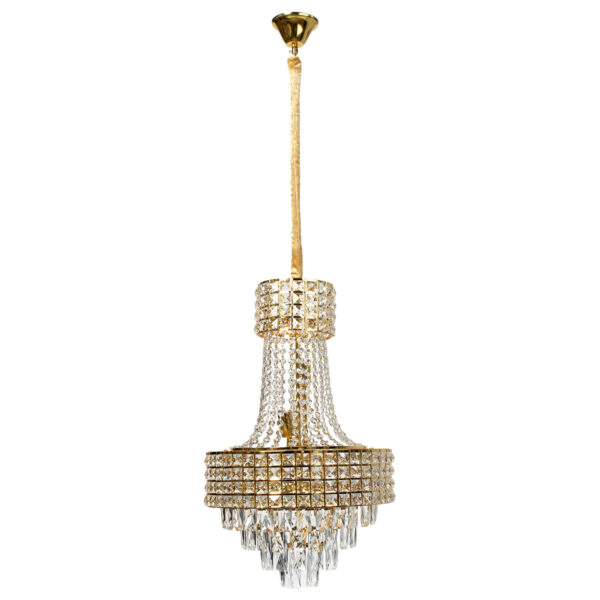 Φωτιστικό κρεμαστό μεταλλικό 6 Χ Ε14 Φ39Χ63 εκ. Χρυσό με κρύσταλλα - KESKOR 160900