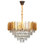 Φωτιστικό κρεμαστό μεταλλικό 10 Χ Ε14 Φ60Χ40 εκ. Χρυσό με κρύσταλλα - KESKOR 278602