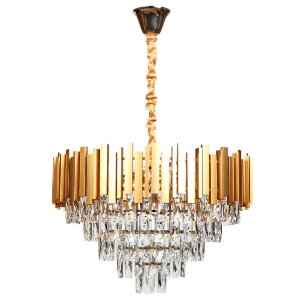 Φωτιστικό κρεμαστό μεταλλικό 10 Χ Ε14 Φ60Χ40 εκ. Χρυσό με κρύσταλλα - KESKOR 278602