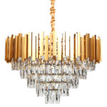 Φωτιστικό κρεμαστό μεταλλικό 10 Χ Ε14 Φ60Χ40 εκ. Χρυσό με κρύσταλλα - KESKOR 278602 - Image 2
