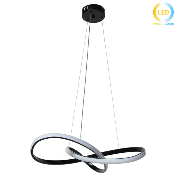 Φωτιστικό κρεμαστό LED 50W 50Χ50Χ10 εκ. Μαύρο - KESKOR 190312