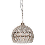 Φωτιστικό κρεμαστό μεταλλικό μονόφωτο Ε27 Φ25Χ22 εκ. Χρυσό με κρύσταλλα - KESKOR 51802 - Image 2