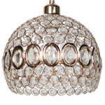 Φωτιστικό κρεμαστό μεταλλικό μονόφωτο Ε27 Φ25Χ22 εκ. Χρυσό με κρύσταλλα - KESKOR 51802 - Image 3