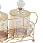 Διακοσμητικό μεταλλικό - κηροπήγιο 2 θέσεις 23Χ10Χ16 εκ. Χρυσό με γυαλιά και κρύσταλλα - KESKOR 43166 - Image 2